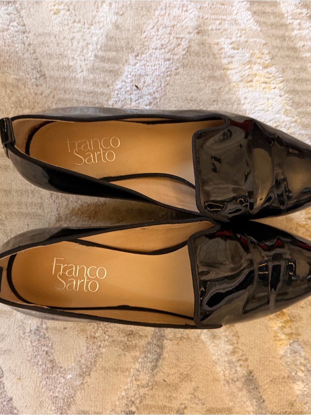 Franco Sarto Black Patent Pointed Loafers - Picture 2 of 2